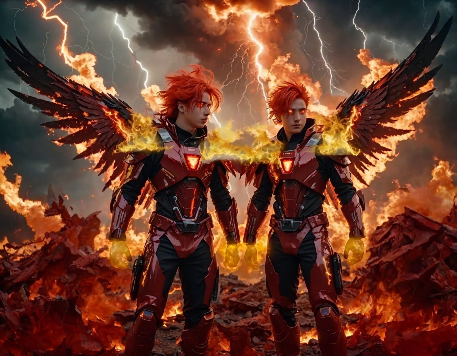 Dramatic Landscape with Figures in Fiery Armor