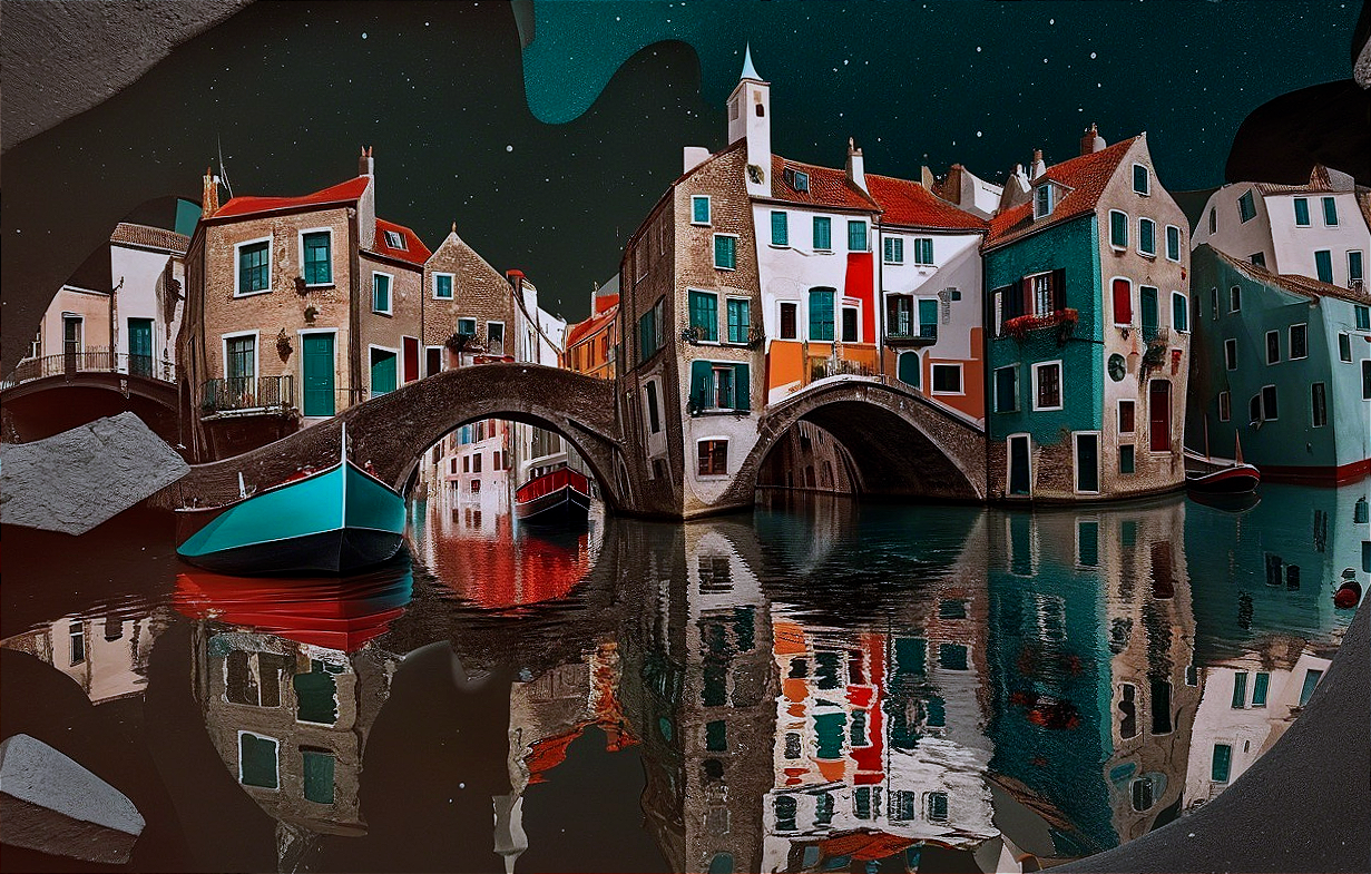 Charming Canal Scene with Colorful Buildings and Bridge