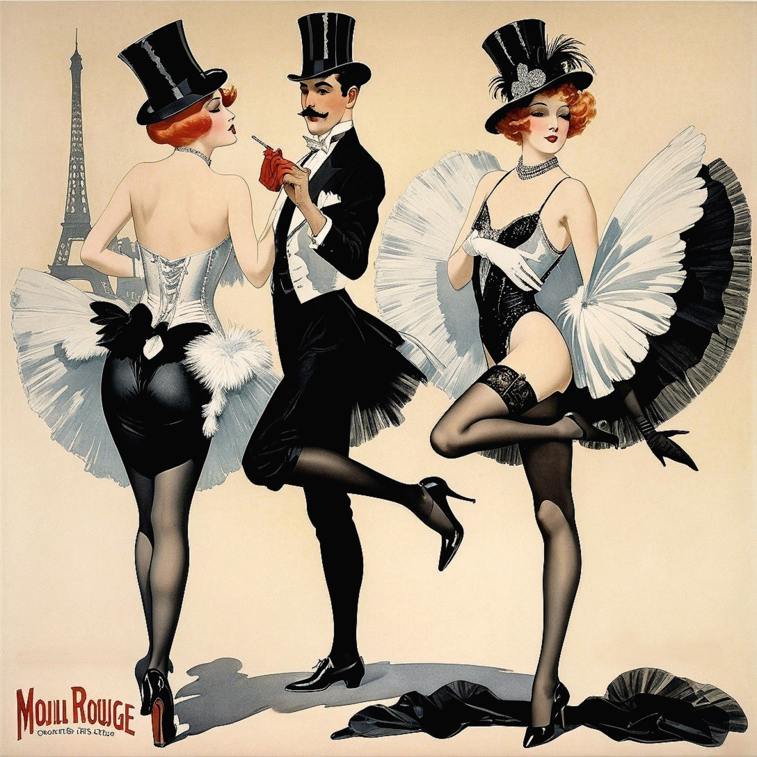 Vintage poster of a man dancing with glamorous women
