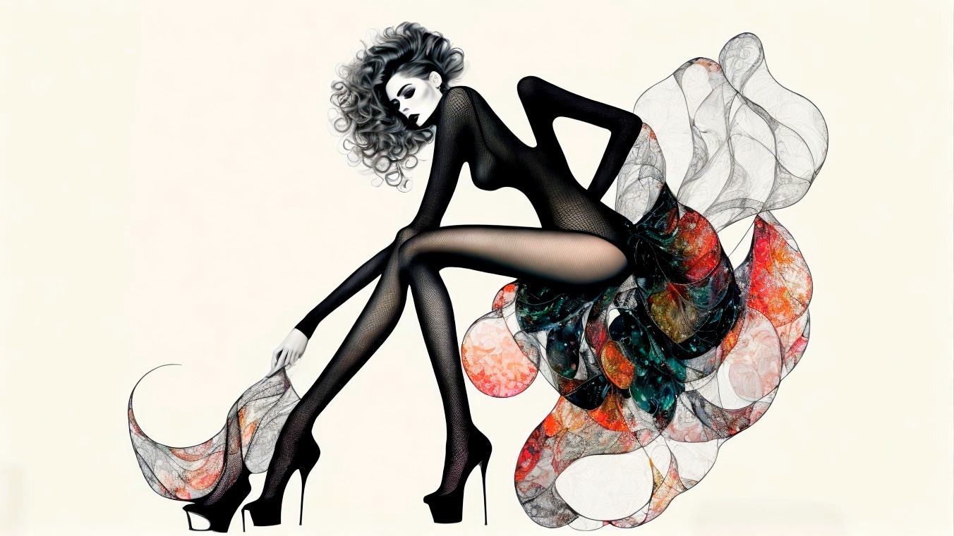 Elegant Figure in Modern Fashion with Abstract Skirt