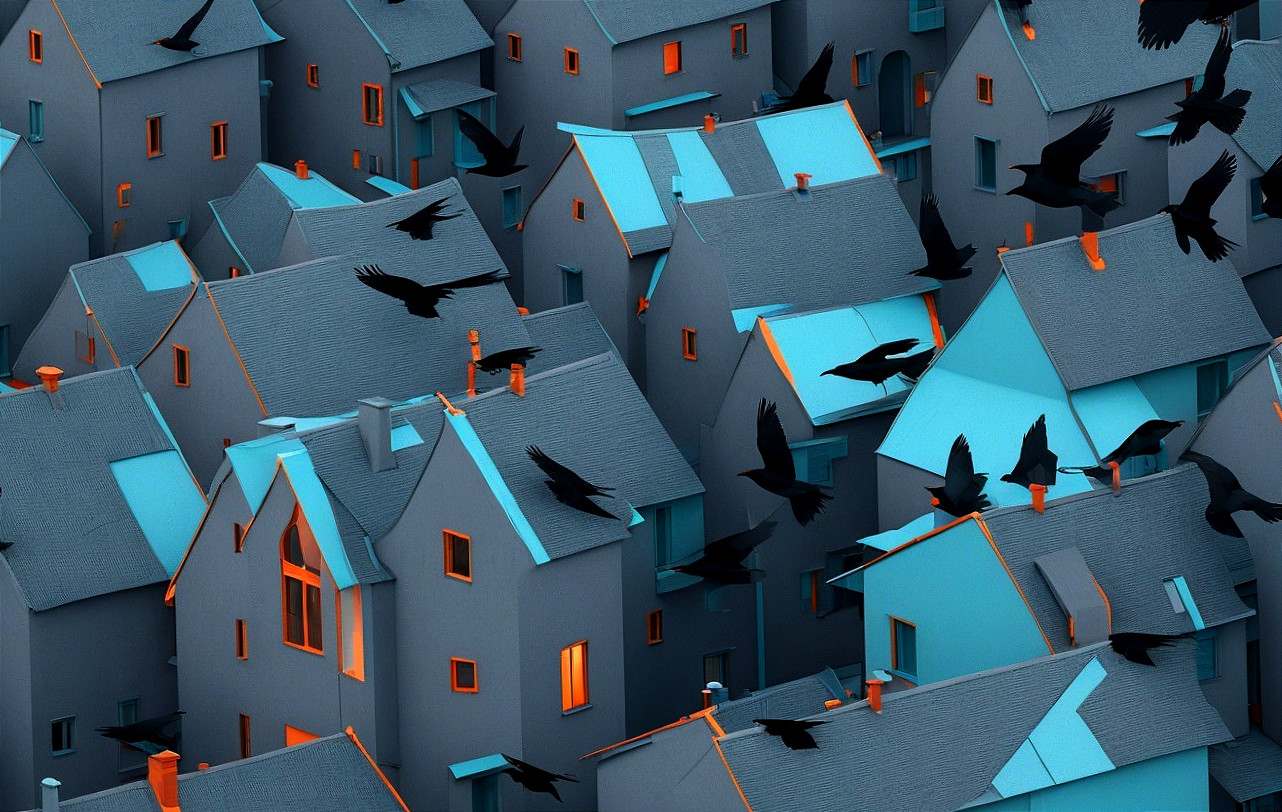 Aerial View of Geometric Homes with Turquoise Accents