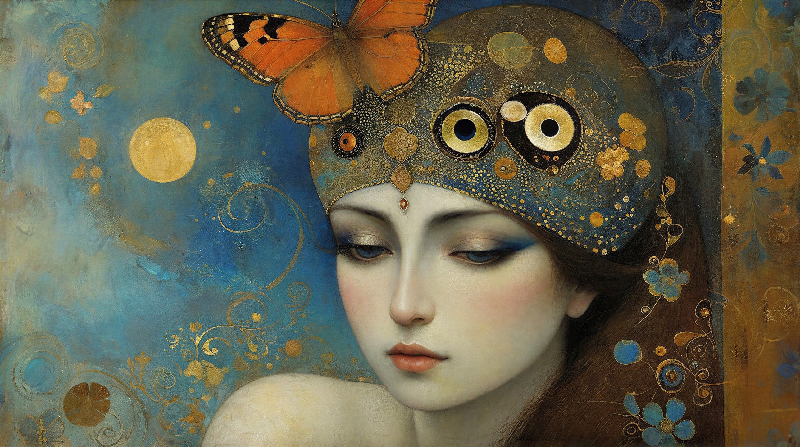 Ethereal Painting of a Woman in Golden Hour Light