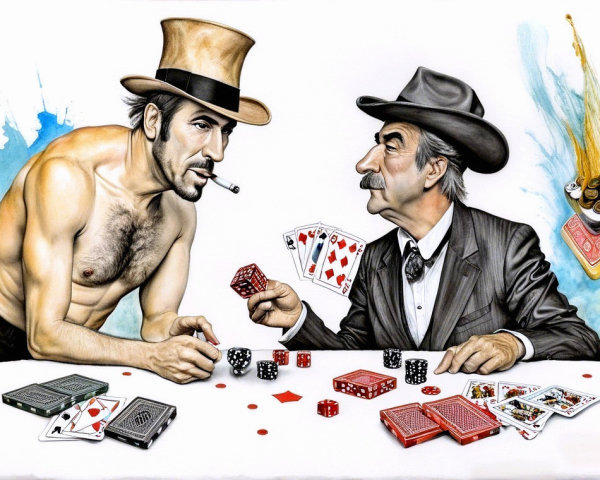 Dramatic Poker Scene with Two Opposing Players