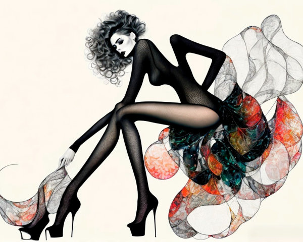 Elegant Figure in Modern Fashion with Abstract Skirt