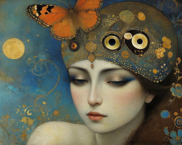 Ethereal Painting of a Woman in Golden Hour Light