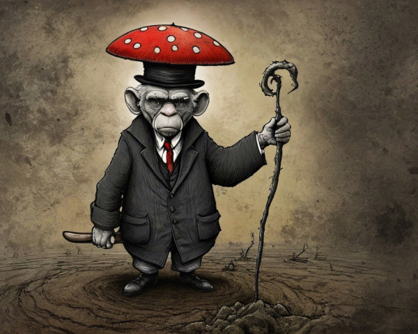 Whimsical Illustration of a Monkey in Formal Attire