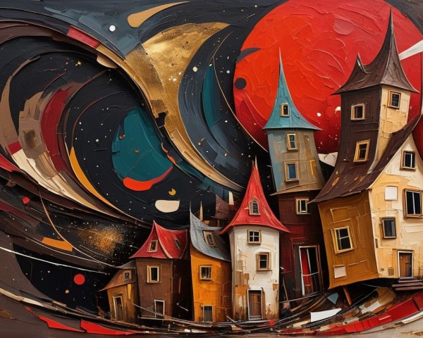 Colorful Abstract Houses with Whimsical Shapes