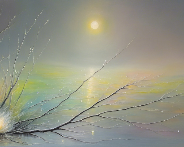 Serene Landscape with Calm Water and Pastel Hues