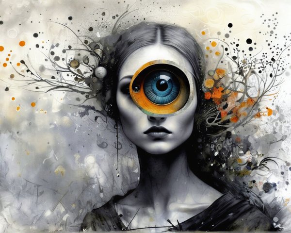 Surreal Portrait of a Woman with Oversized Eye