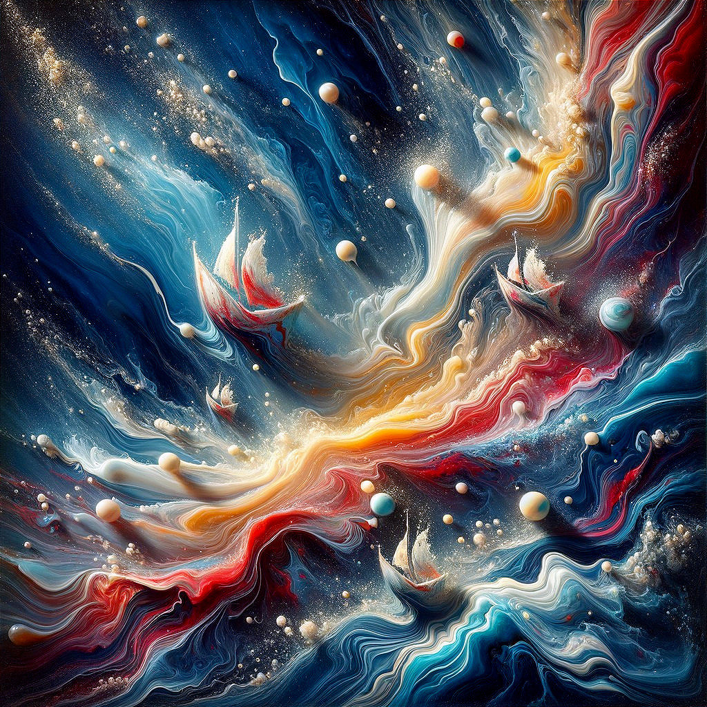 Vibrant Cosmic Scene with Abstract Energy Waves