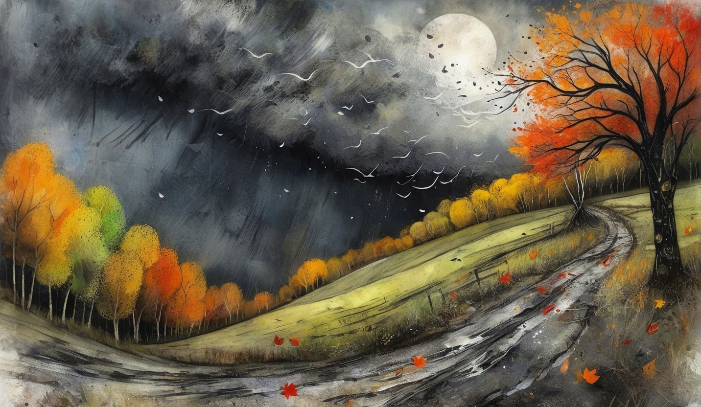 Winding Dirt Path in Vibrant Autumn Landscape