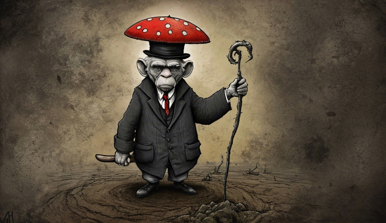 Whimsical Illustration of a Monkey in Formal Attire