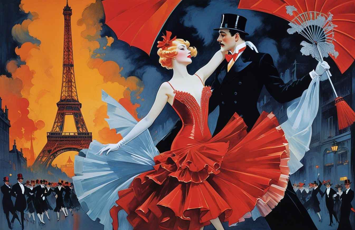 Elegant Dance Couple in Paris with Eiffel Tower