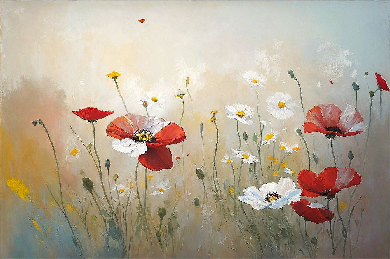 Vibrant Wildflower Field with Pastel Background