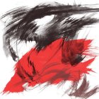 Figures in Black and Red Skirts with Theatrical Makeup