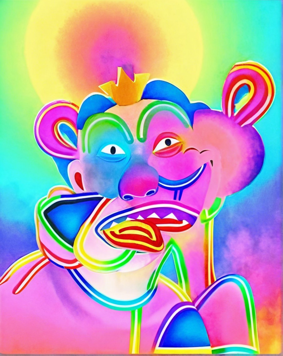 Vibrant Abstract Character with Exaggerated Features