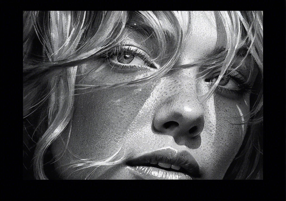 Close-up Portrait of a Woman with Striking Features
