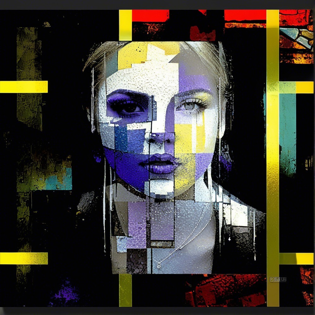Vibrant Geometric Portrait of a Woman in Modern Art