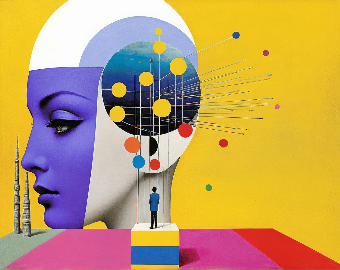 Surreal Profile Artwork with Vibrant Colors and Shapes