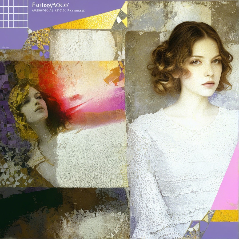 Serene Young Woman in Lace Top with Colorful Backdrop