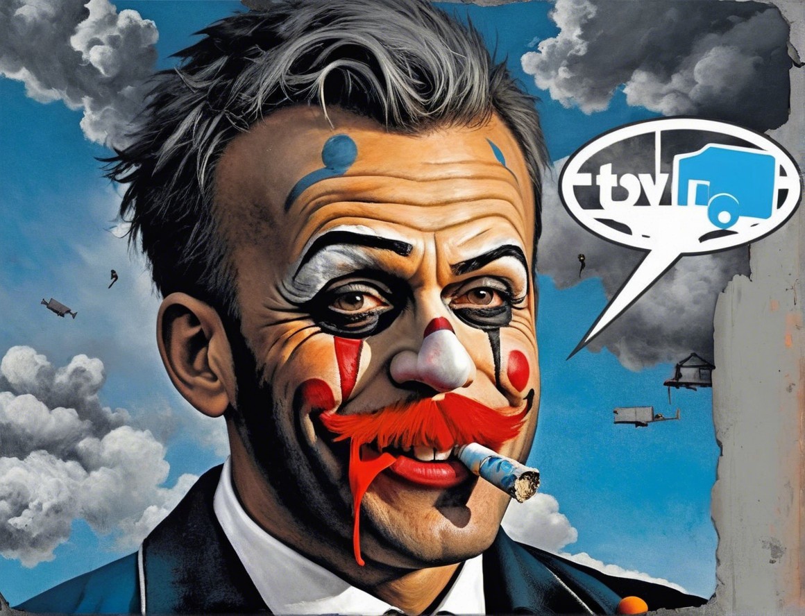 Stylized Clown with Exaggerated Makeup and Whimsical Background