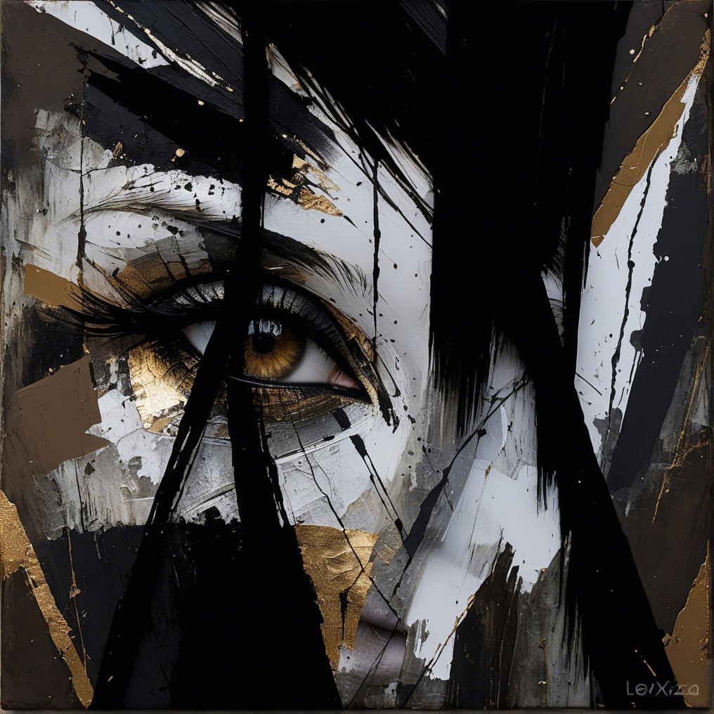 Close-up of an eye with bold brush strokes and depth