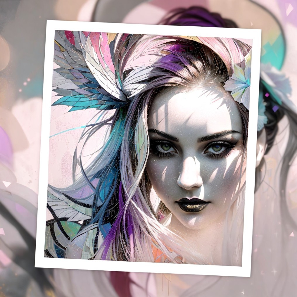 Portrait of a Woman with Purple and Silver Hair