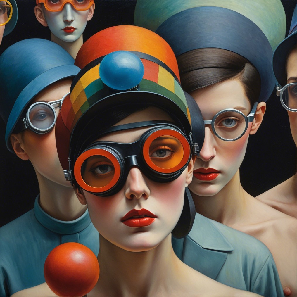 Colorful Figures with Oversized Hats and Glasses