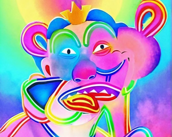 Vibrant Abstract Character with Exaggerated Features