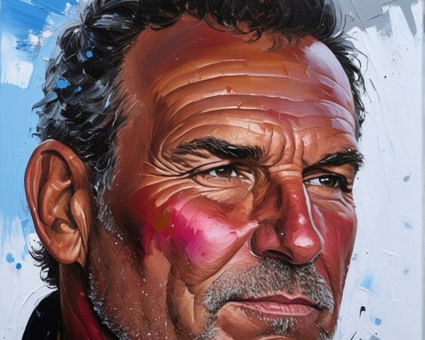 Close-up Portrait of a Mature Man with Rugged Features