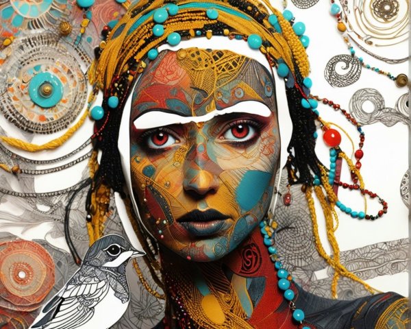 Artistic Portrait of a Woman with Colorful Patterns