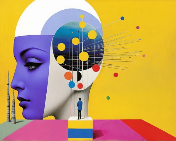 Surreal Profile Artwork with Vibrant Colors and Shapes
