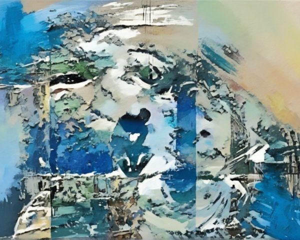 Abstract Composition in Blue, Teal, and Beige Tones