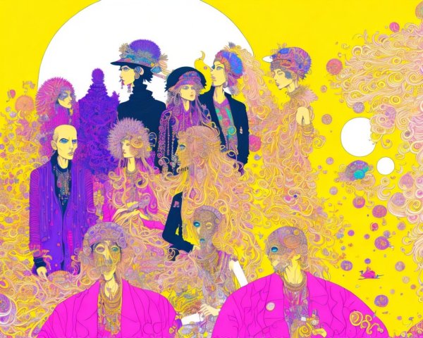 Surreal Illustration of Eclectic Characters and Patterns