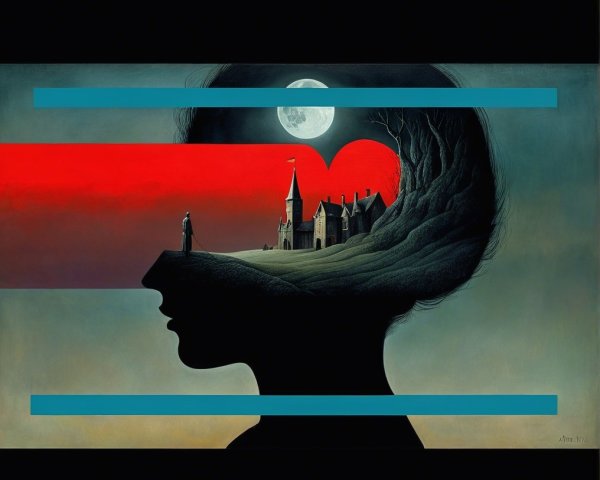 Surreal Profile of a Woman with Vibrant Landscape