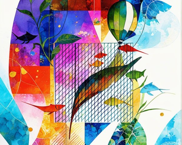 Abstract Composition with Vibrant Colors and Shapes