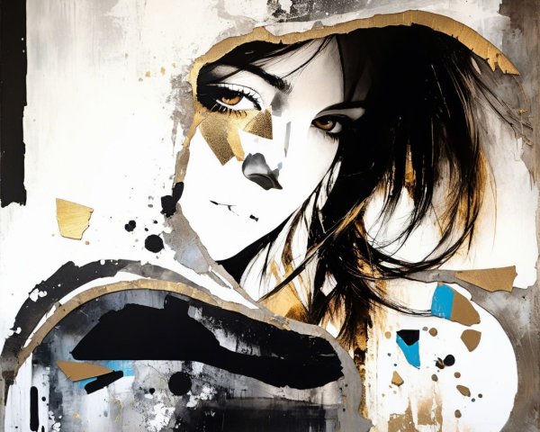 Abstract Portrait of a Woman with Bold Colors