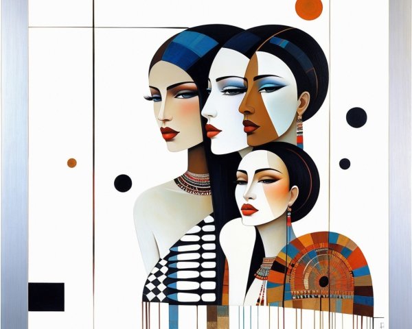 Mixed Media Digital Painting of Art Nouveau Women