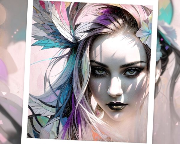 Portrait of a Woman with Purple and Silver Hair
