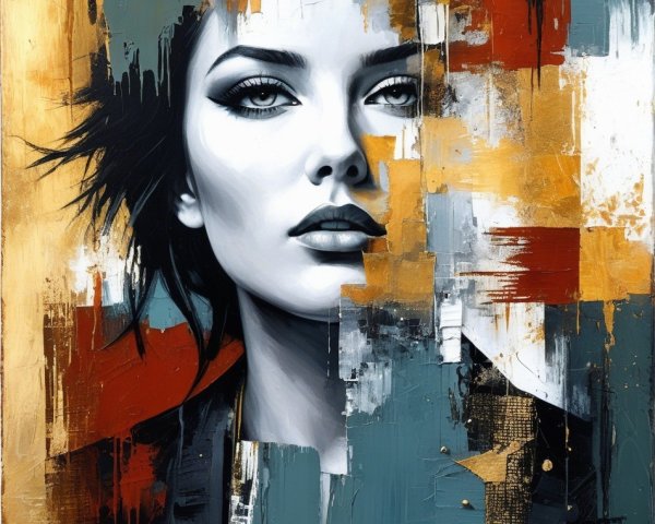 Abstract Woman's Face in Bold Brushstrokes and Colors