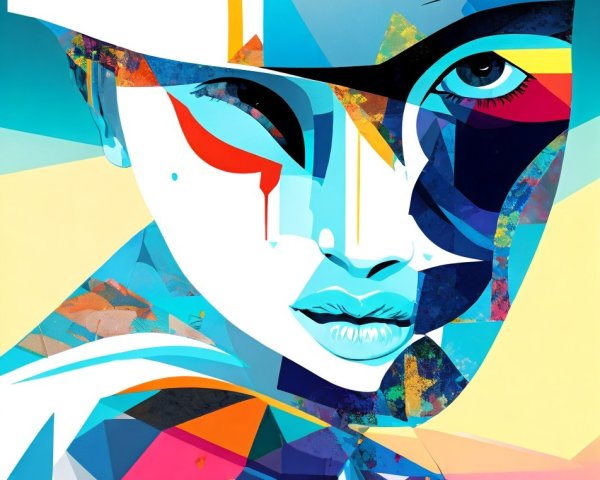 Abstract Portrait with Geometric Shapes and Colors