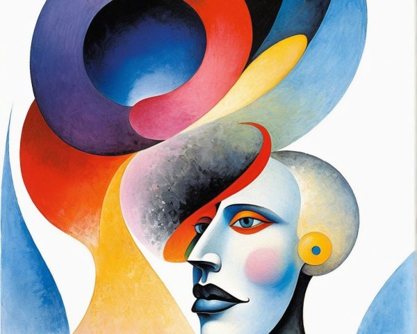 Abstract Human Face in Cool and Vibrant Colors