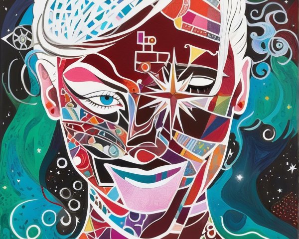 Abstract Portrait of a Woman with Geometric Shapes