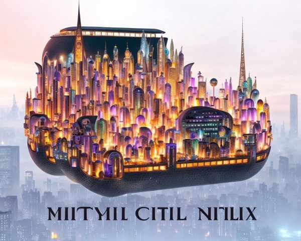 Futuristic Cityscape with Vibrant Lights and Design