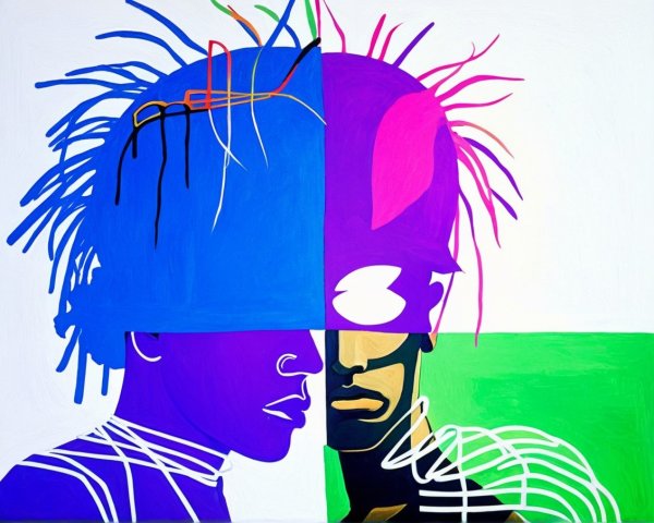 Abstract Figures in Quadrants with Vivid Colors