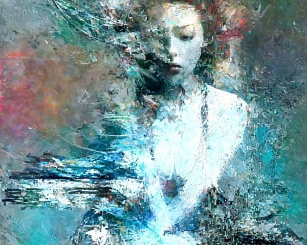 Abstract Portrait of a Woman with Mosaic Background