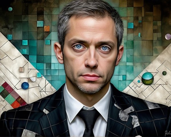 Man in Stylish Suit with Abstract Background
