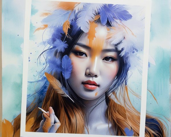 Portrait of a Young Woman with Feather Headdress