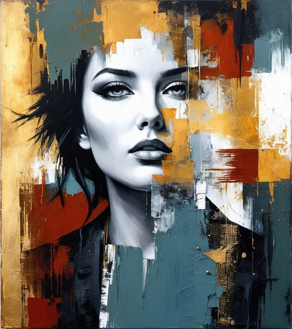 Abstract Woman's Face in Bold Brushstrokes and Colors