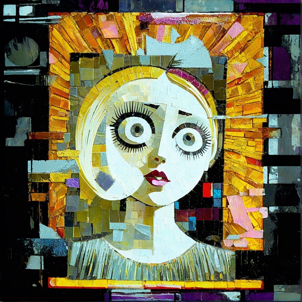 Mosaic Portrait of a Woman with Large Eyes